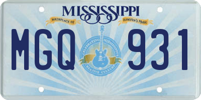 MS license plate MGQ931