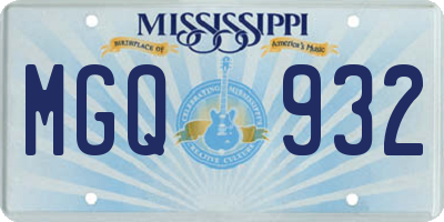 MS license plate MGQ932
