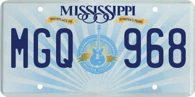 MS license plate MGQ968