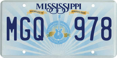 MS license plate MGQ978