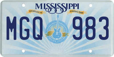 MS license plate MGQ983