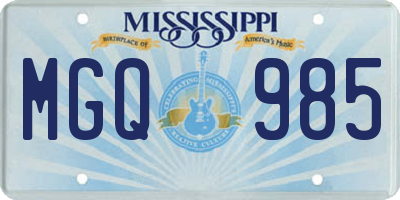 MS license plate MGQ985