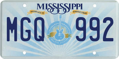 MS license plate MGQ992