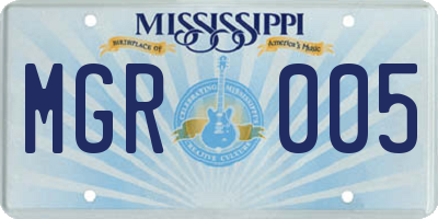 MS license plate MGR005