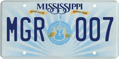 MS license plate MGR007