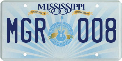 MS license plate MGR008