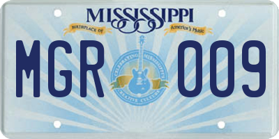 MS license plate MGR009