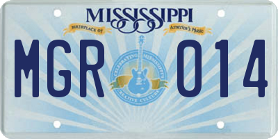 MS license plate MGR014