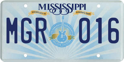 MS license plate MGR016
