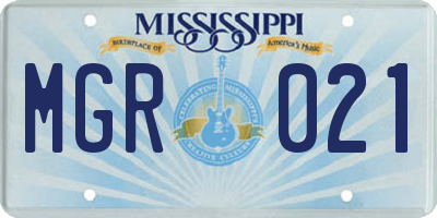 MS license plate MGR021