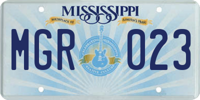 MS license plate MGR023