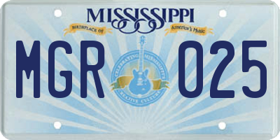 MS license plate MGR025
