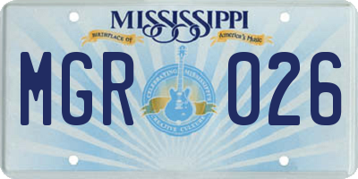 MS license plate MGR026