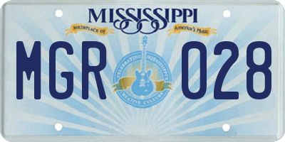 MS license plate MGR028