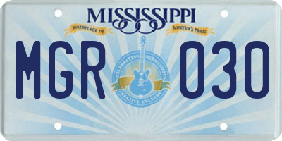 MS license plate MGR030