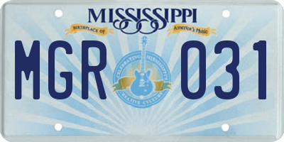 MS license plate MGR031