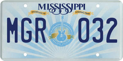 MS license plate MGR032