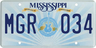 MS license plate MGR034