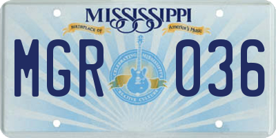 MS license plate MGR036