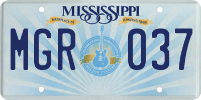 MS license plate MGR037