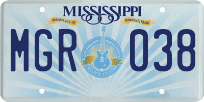 MS license plate MGR038