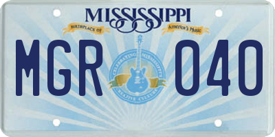 MS license plate MGR040
