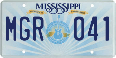 MS license plate MGR041