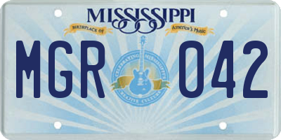 MS license plate MGR042