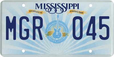 MS license plate MGR045
