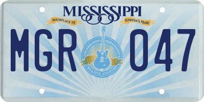 MS license plate MGR047
