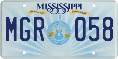 MS license plate MGR058