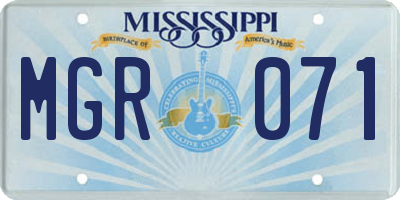 MS license plate MGR071