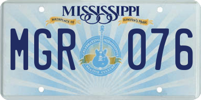 MS license plate MGR076