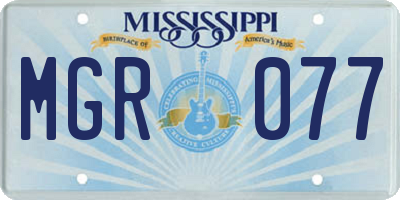 MS license plate MGR077