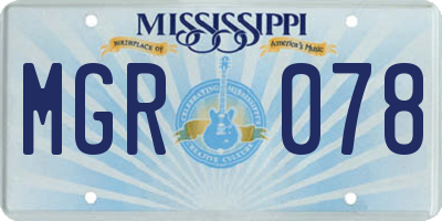 MS license plate MGR078