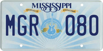 MS license plate MGR080