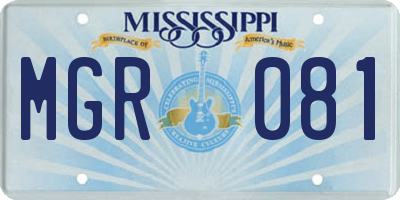 MS license plate MGR081