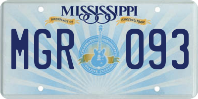 MS license plate MGR093