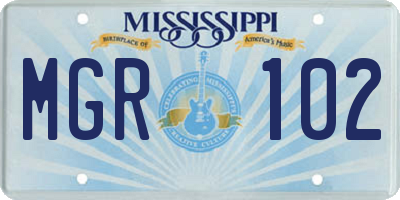 MS license plate MGR102
