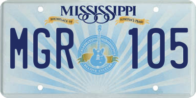 MS license plate MGR105