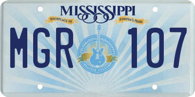 MS license plate MGR107