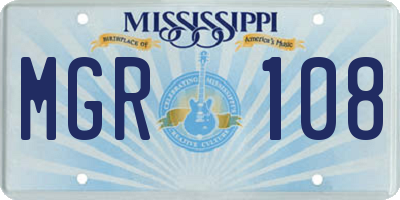 MS license plate MGR108