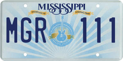 MS license plate MGR111