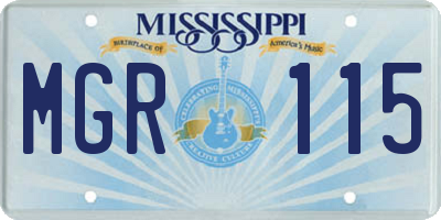 MS license plate MGR115
