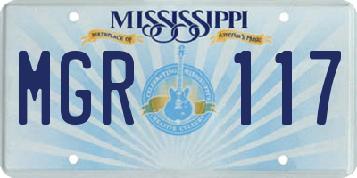 MS license plate MGR117