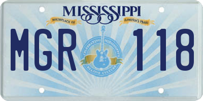 MS license plate MGR118