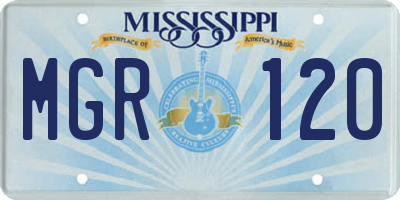 MS license plate MGR120