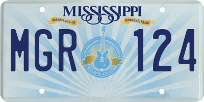 MS license plate MGR124