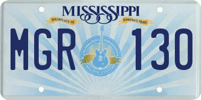 MS license plate MGR130