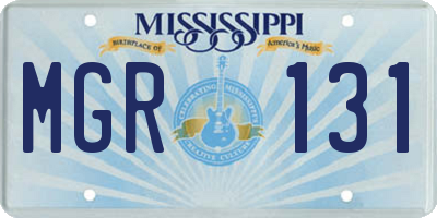 MS license plate MGR131
